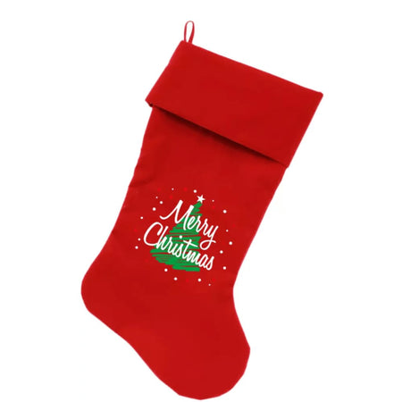 Merry Christmas Screen Print Velvet Christmas Pet Stocking