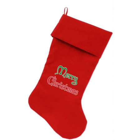 Merry Christmas Screen Print Velvet Christmas Pet Stocking
