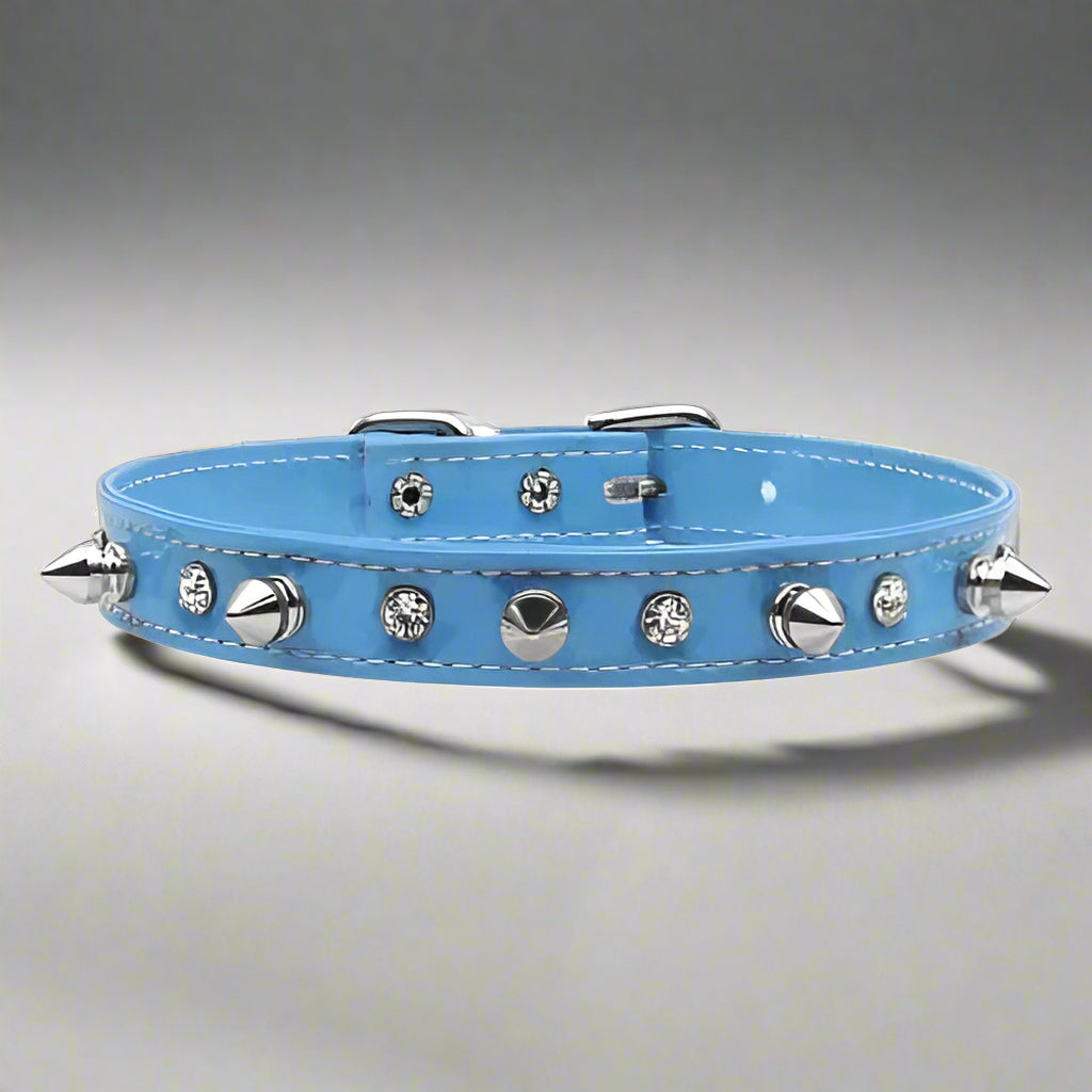 Patent Crystal and Spike Dog Collars - Dog Collars - Patent