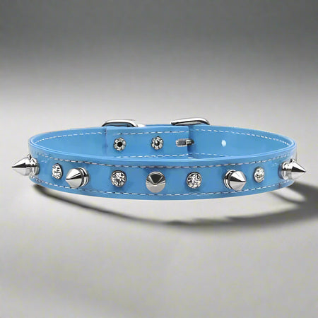 Patent Crystal and Spike Dog Collars - Dog Collars - Patent