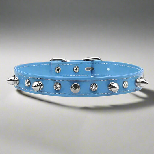 Patent Crystal and Spike Dog Collars - Dog Collars - Patent