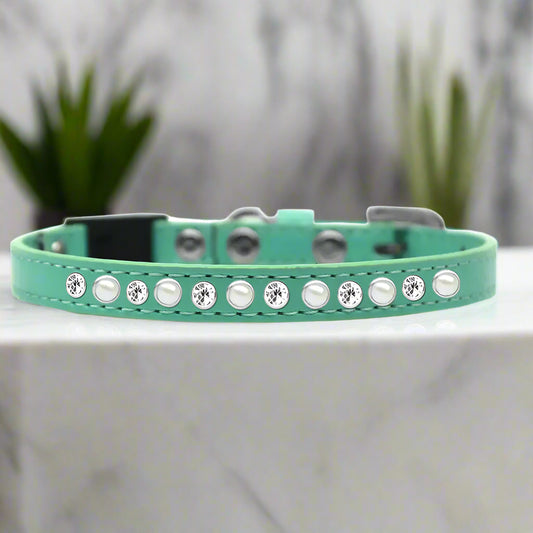 Pearl And Clear Jewel Breakaway Cat Safety Collar - Cat