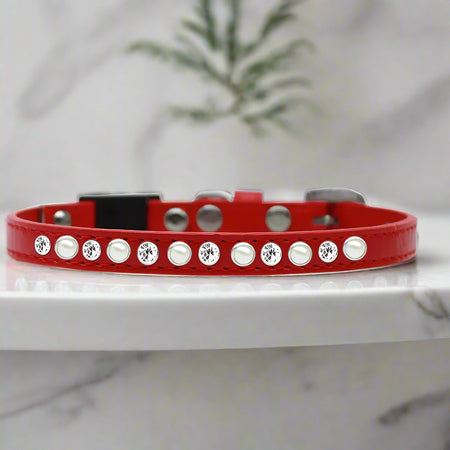 Pearl And Clear Jewel Breakaway Cat Safety Collar - Cat