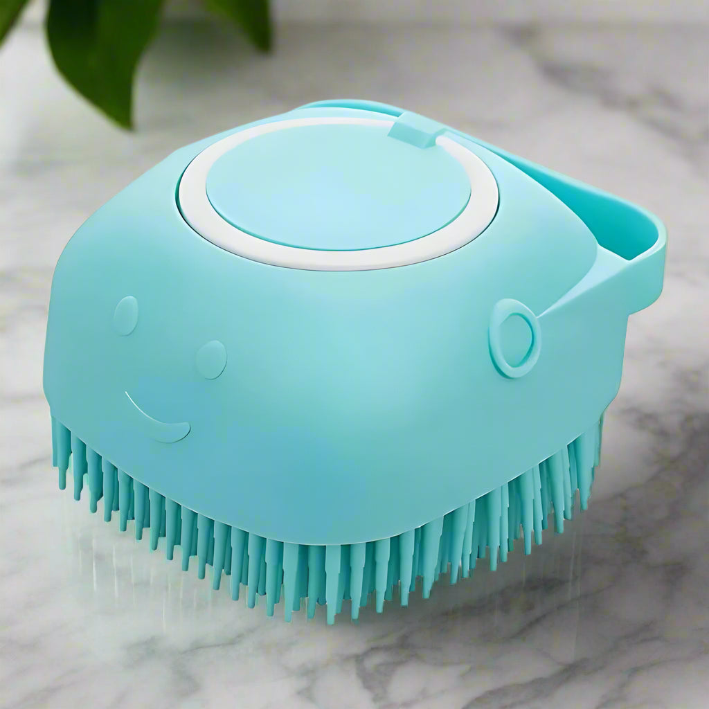 Massaging Pet Bath Brush with Shampoo Reservoir - Pet Bath