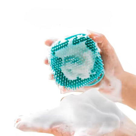 Massaging Pet Bath Brush with Shampoo Reservoir - Pet Bath