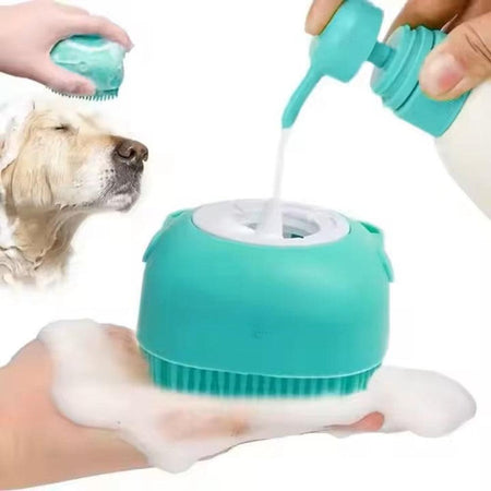 Massaging Pet Bath Brush with Shampoo Reservoir - Pet Bath
