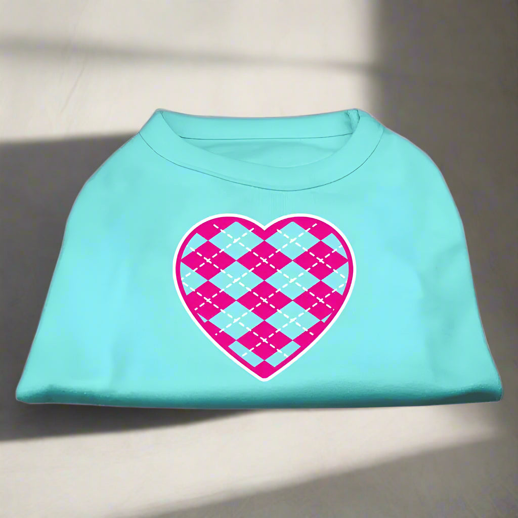 Pink Argyle Heart Pet Shirt - Pet Shirt