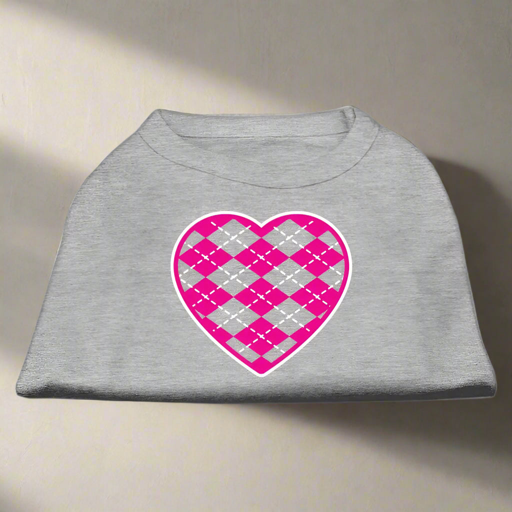 Pink Argyle Heart Pet Shirt - Pet Shirt