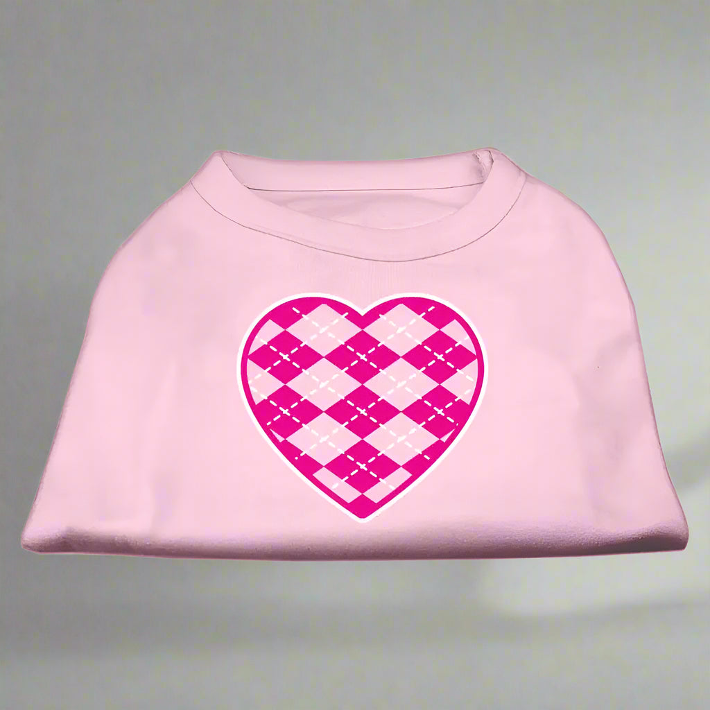Pink Argyle Heart Pet Shirt - Pet Shirt