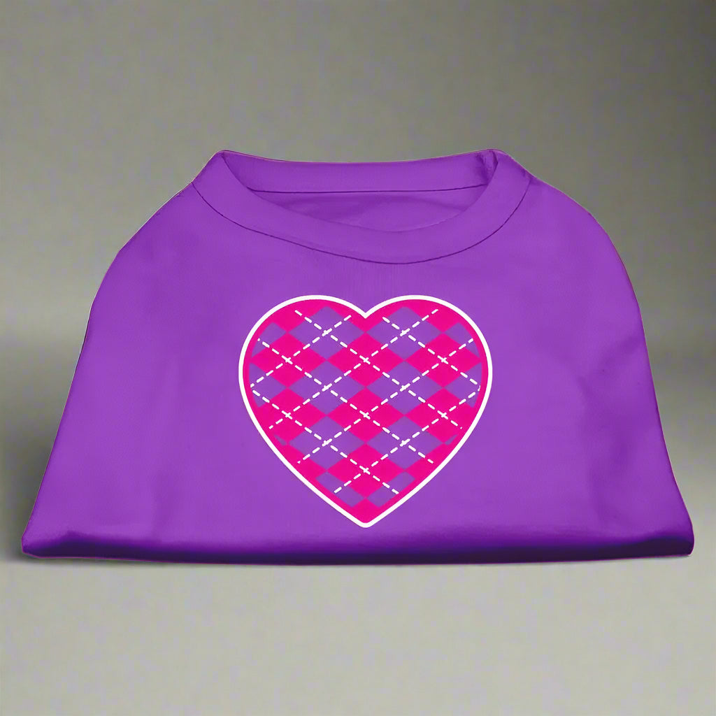 Pink Argyle Heart Pet Shirt - Pet Shirt