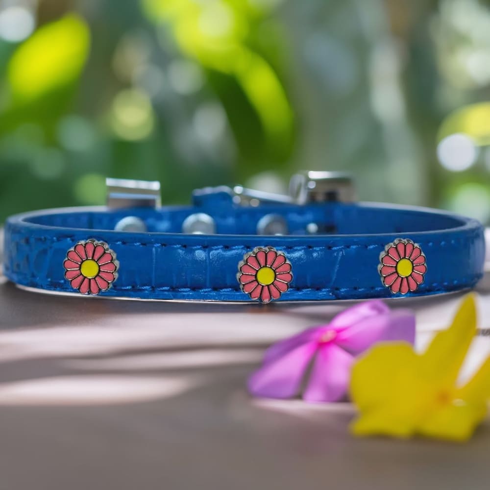 Pink Daisy Widget Croc Dog Collar - Dog Collars - Designer