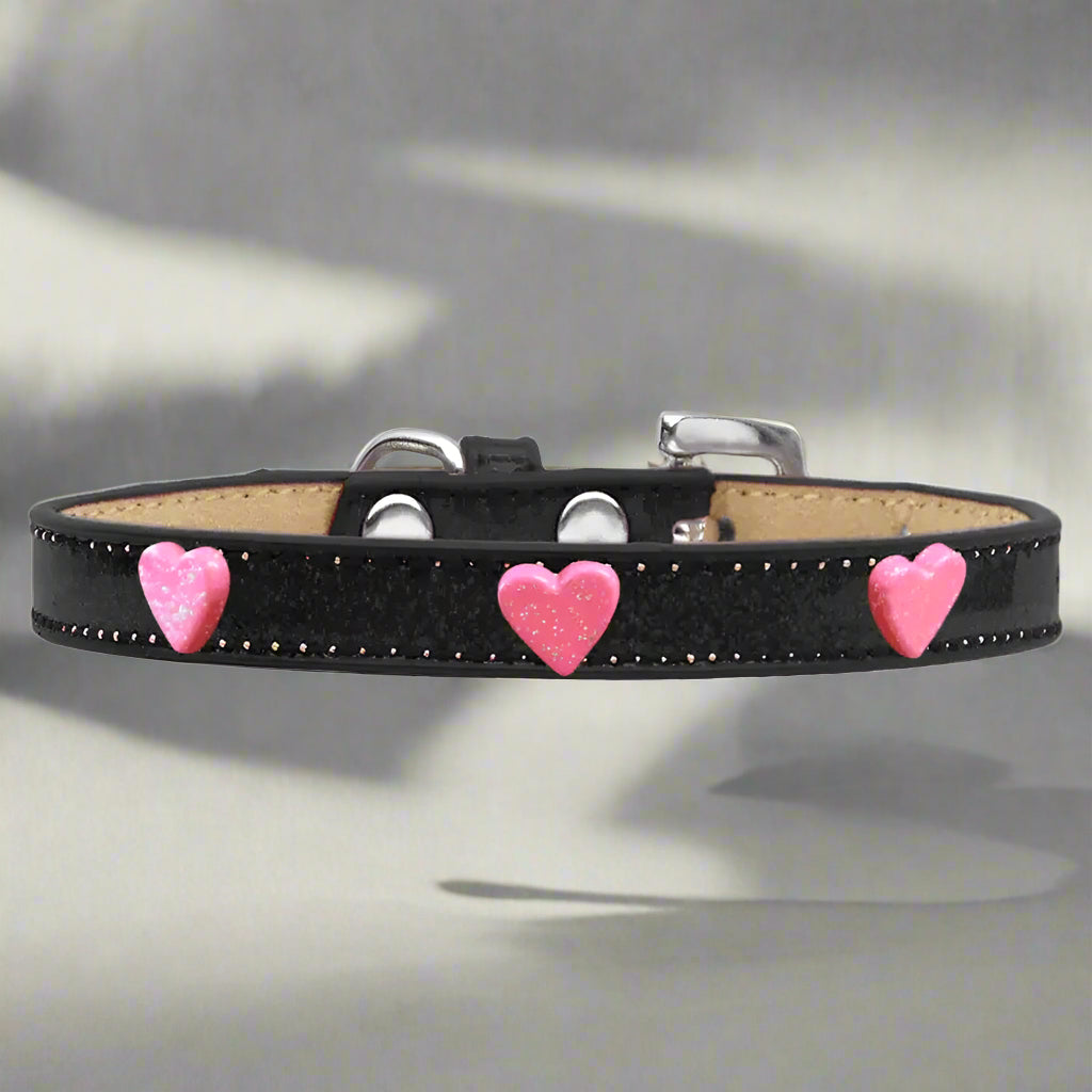 Pink Glitter Heart Widget Dog Collar Ice Cream - Dog