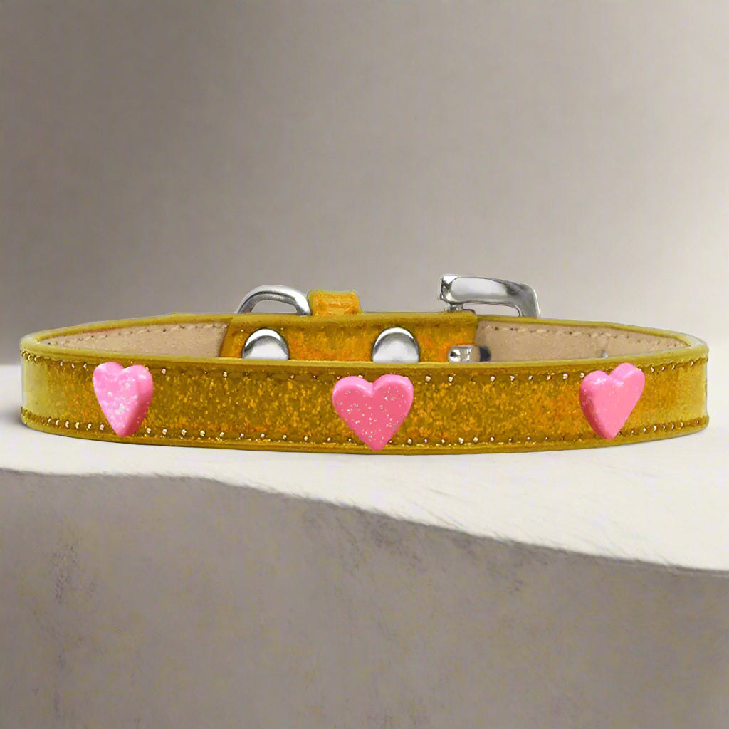 Pink Glitter Heart Widget Dog Collar Ice Cream - Dog