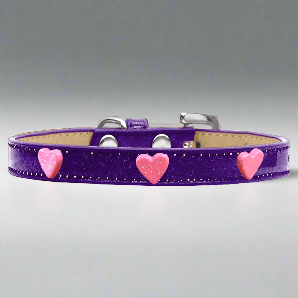 Pink Glitter Heart Widget Dog Collar Ice Cream - Dog