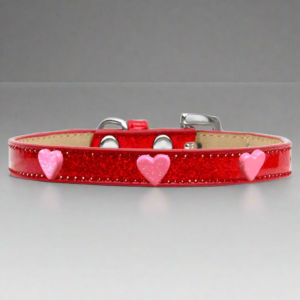 Pink Glitter Heart Widget Dog Collar Ice Cream - Dog