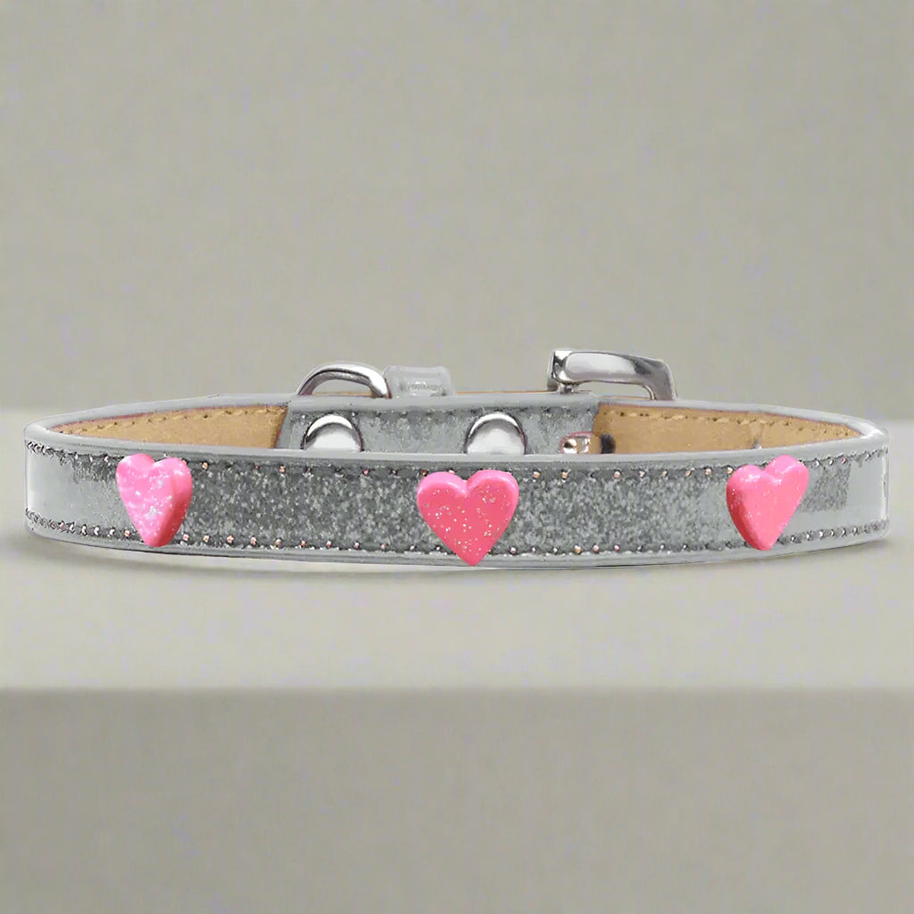 Pink Glitter Heart Widget Dog Collar Ice Cream - Dog