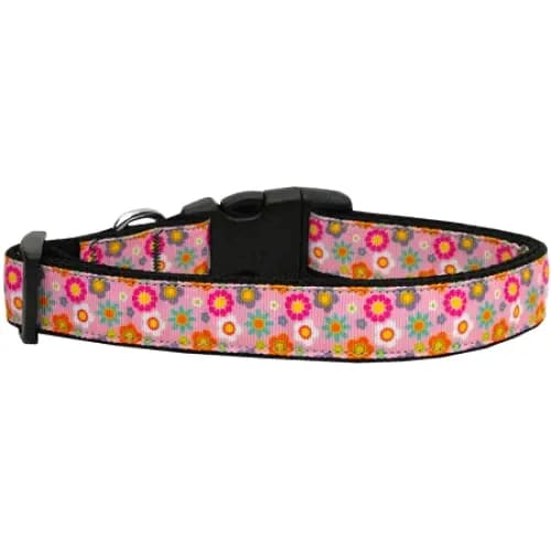 Pink Spring Flowers Nylon Dog Collar & Leash - Dog Collars