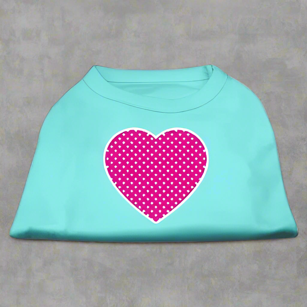 Pink Swiss Dot Heart Pet Shirt - Pet Shirt
