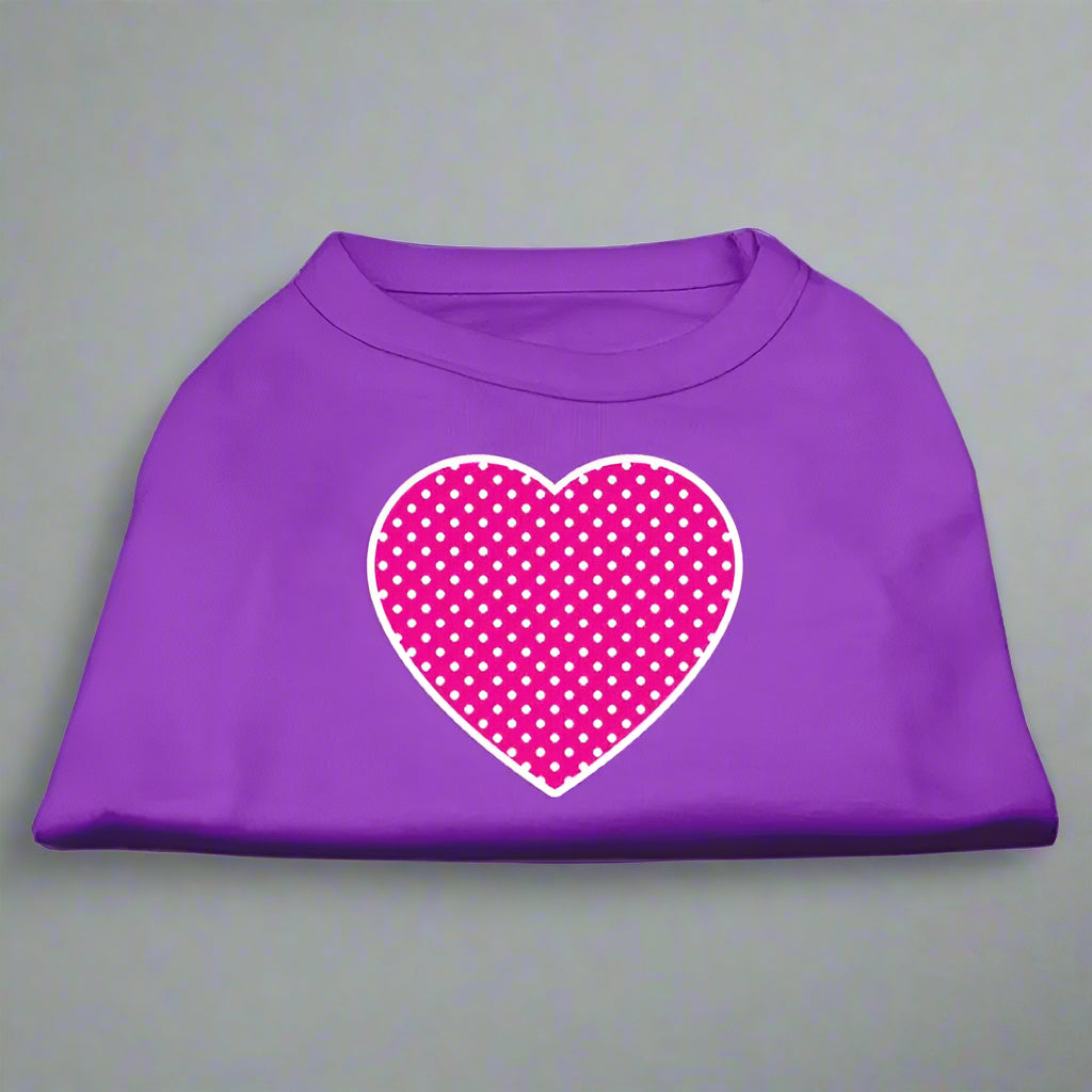 Pink Swiss Dot Heart Pet Shirt - Pet Shirt