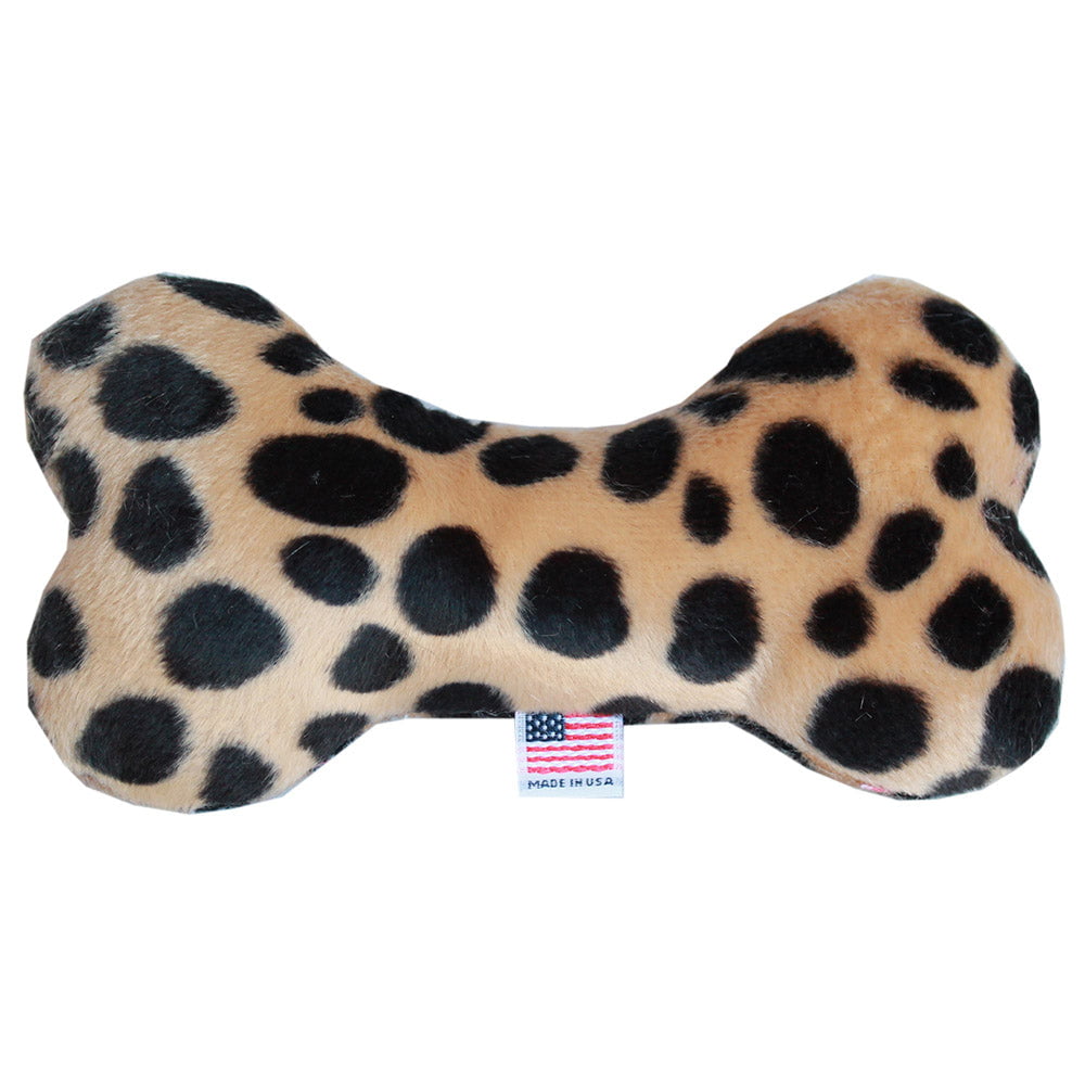Plush Animal Print Bone Dog Toy - 6’ - Made in USA Bone Toy