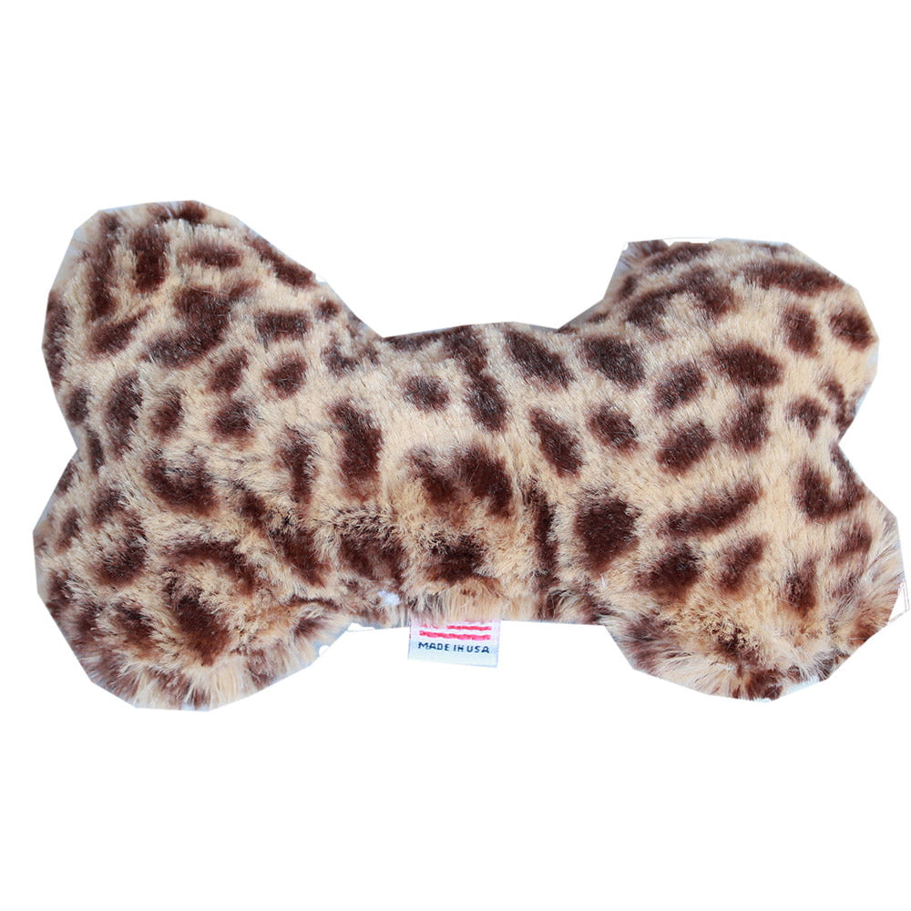 Plush Animal Print Bone Dog Toy - 6’ - Made in USA Bone Toy