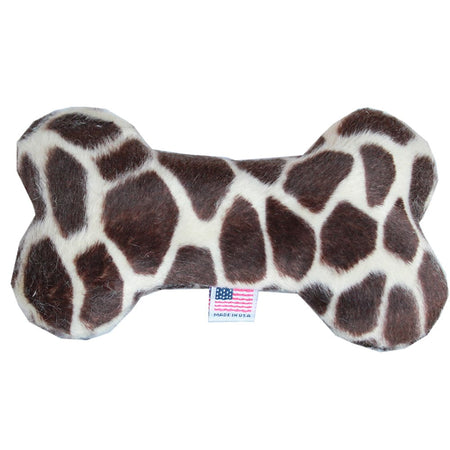 Plush Animal Print Bone Dog Toy - 6’’ - Plush Dog Toy