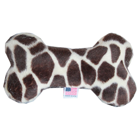 Plush Animal Print Bone Dog Toy - 6’’ - Plush Dog Toy
