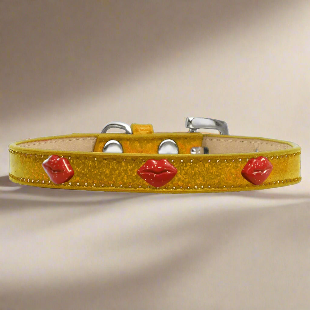 Red Glitter Lips Widget Dog Collar Ice Cream - Dog Collars