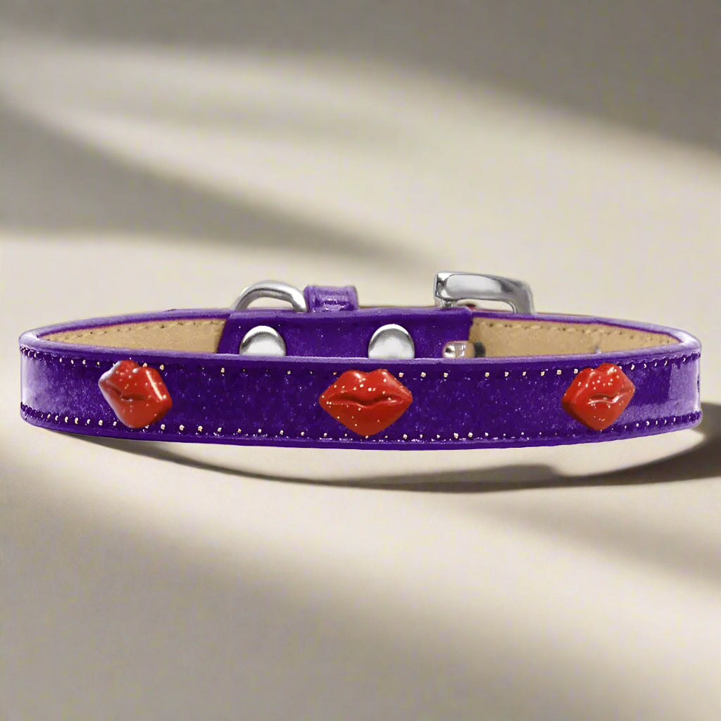 Red Glitter Lips Widget Dog Collar Ice Cream - Dog Collars
