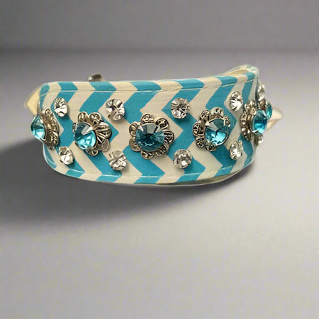 Silver Flower with Jewel Insets and Double Row Crystals Dog