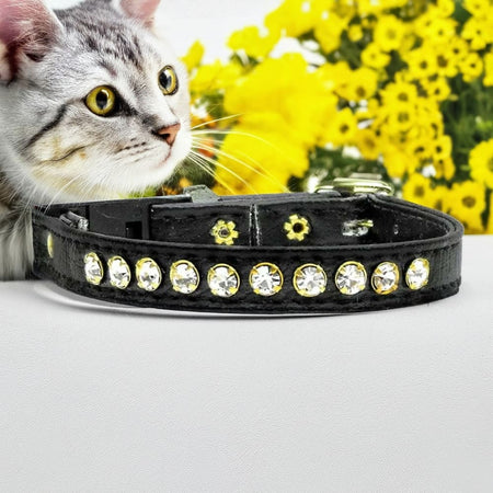 Single Row Rhinestone Breakaway Cat Safety Collar - Cat