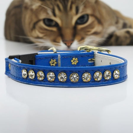 Single Row Rhinestone Breakaway Cat Safety Collar - Cat