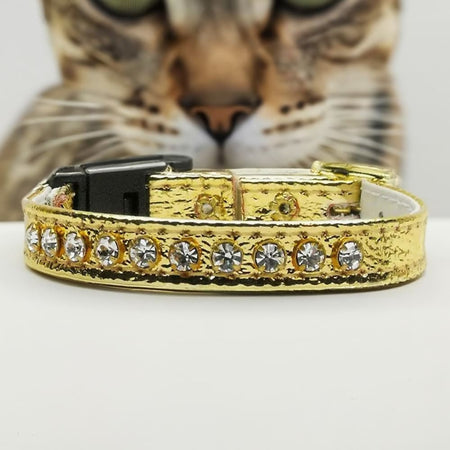 Single Row Rhinestone Breakaway Cat Safety Collar - Cat