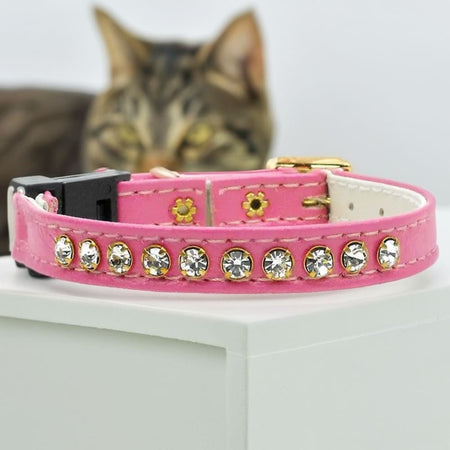 Single Row Rhinestone Breakaway Cat Safety Collar - Cat