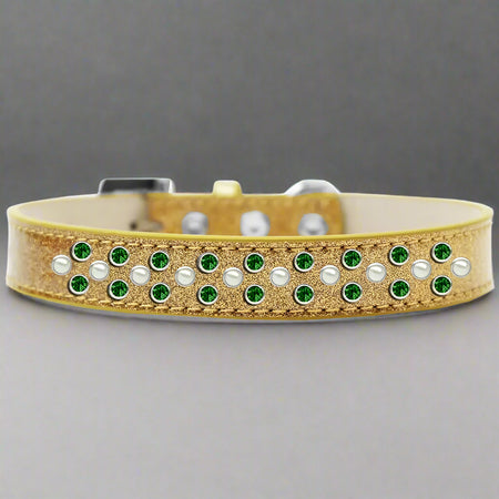 Sprinkles Ice Cream Dog Collar Pearl and Emerald Green