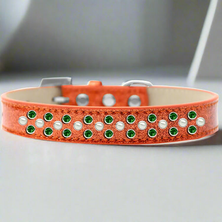 Sprinkles Ice Cream Dog Collar Pearl and Emerald Green