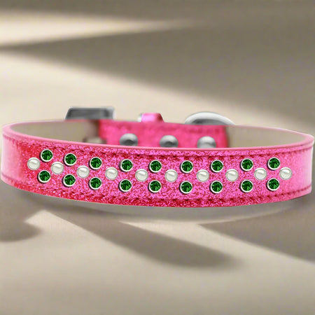 Sprinkles Ice Cream Dog Collar Pearl and Emerald Green
