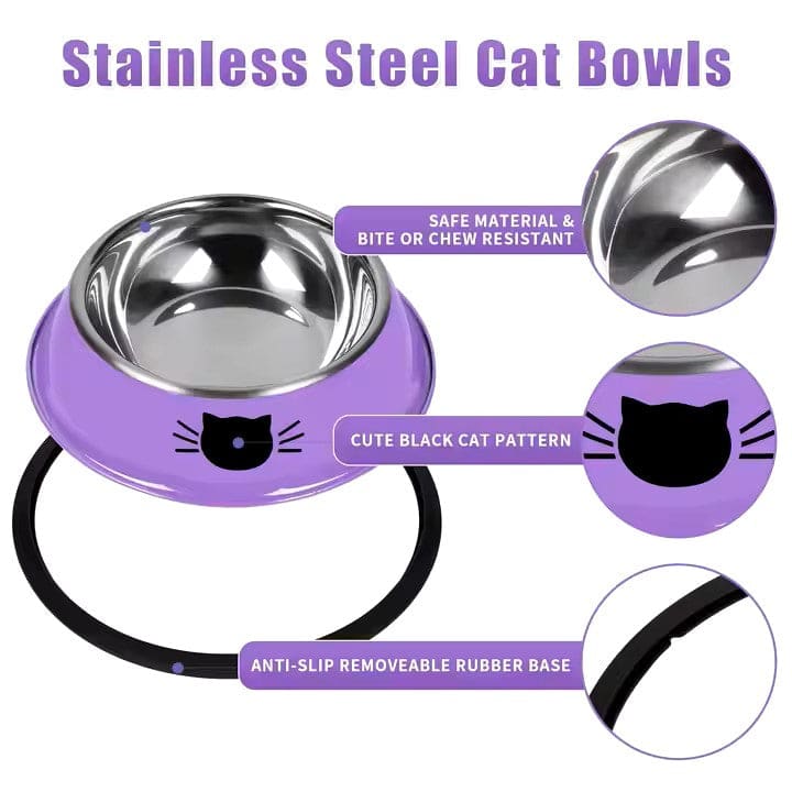 Cat Bowl Stainless Steel - Slip Resistant - Cat Stainless