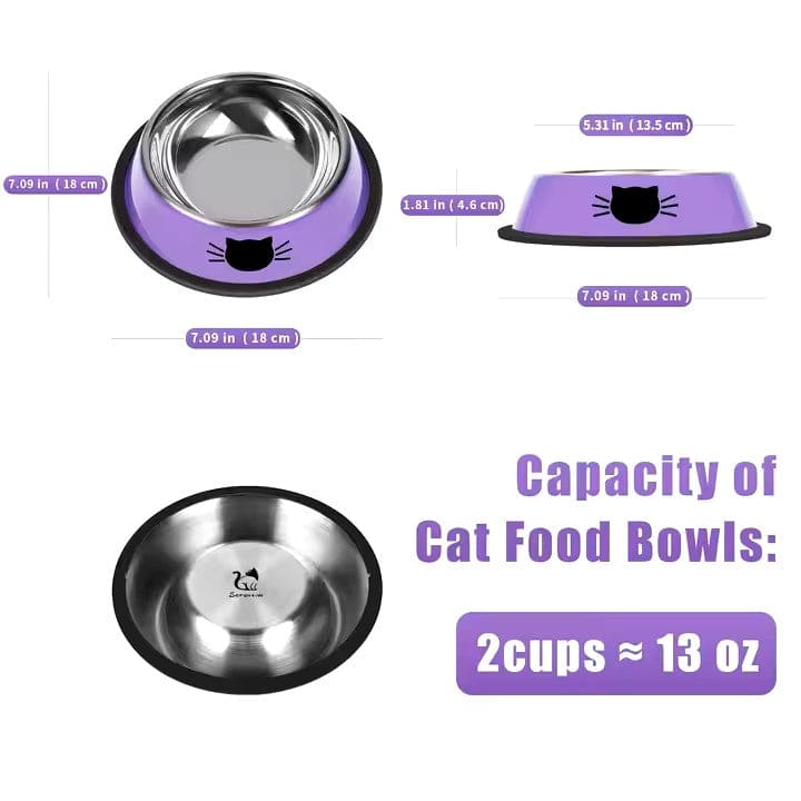 Cat Bowl Stainless Steel - Slip Resistant - Cat Stainless