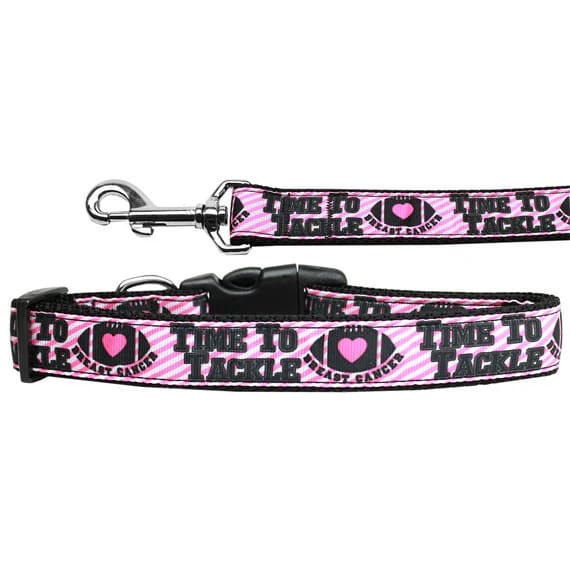 Tackle Breast Cancer Nylon Dog Collar & Leash - Dog Collars