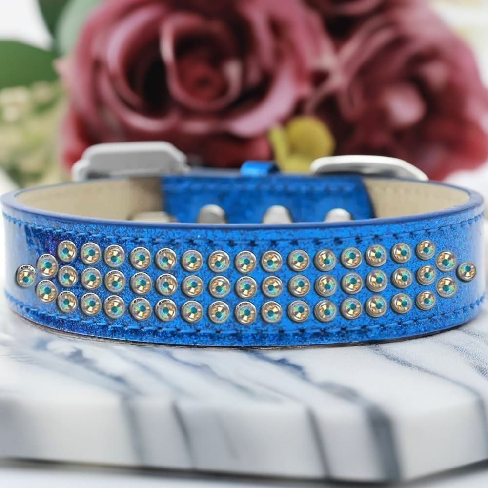 Three Row Aurora Borealis Crystal Ice Cream Dog Collar