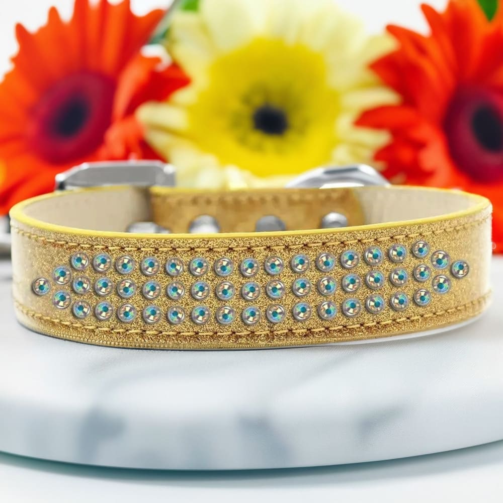 Three Row Aurora Borealis Crystal Ice Cream Dog Collar