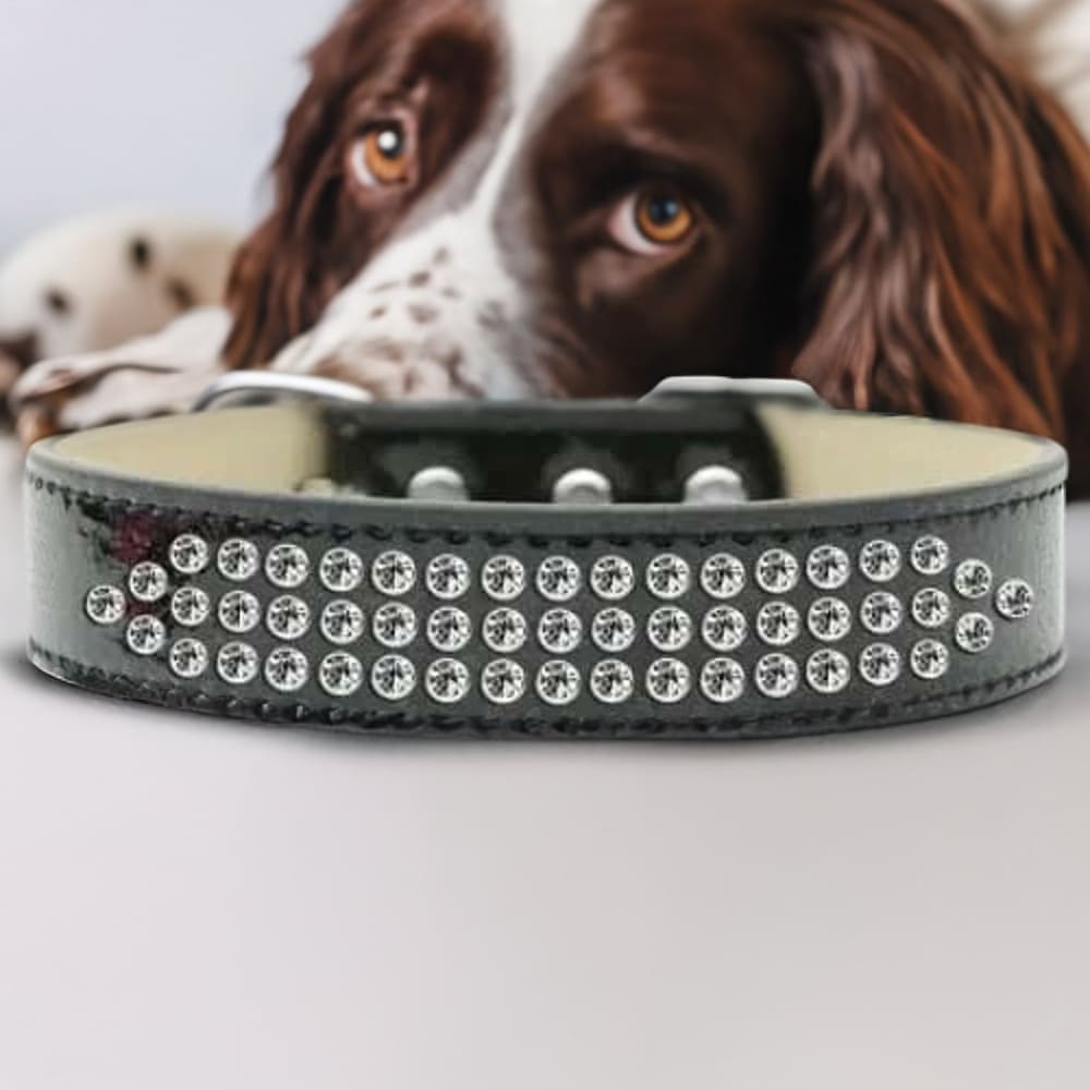 Three Row Clear Crystal Ice Cream Dog Collar - Dog Collars