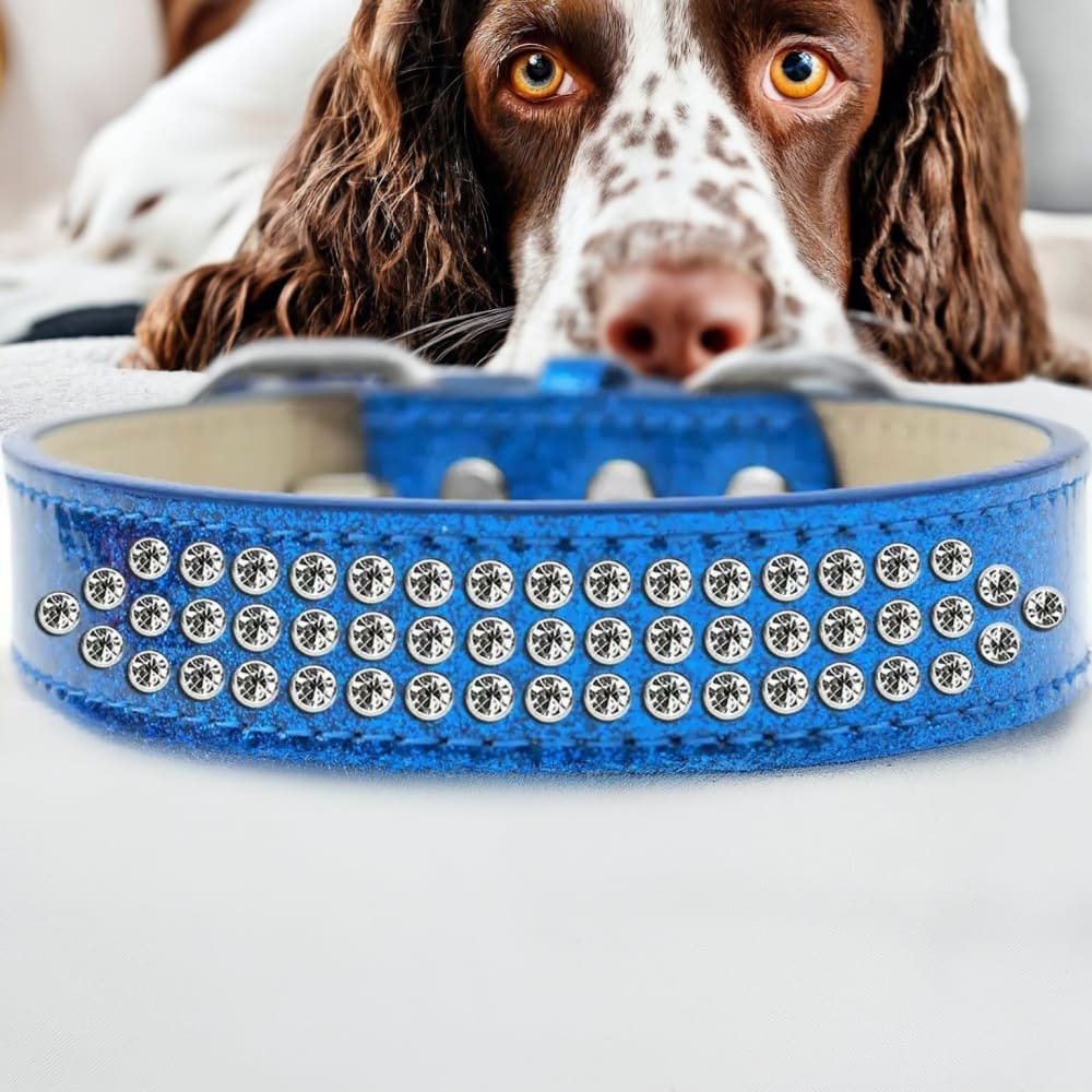 Three Row Clear Crystal Ice Cream Dog Collar - Dog Collars