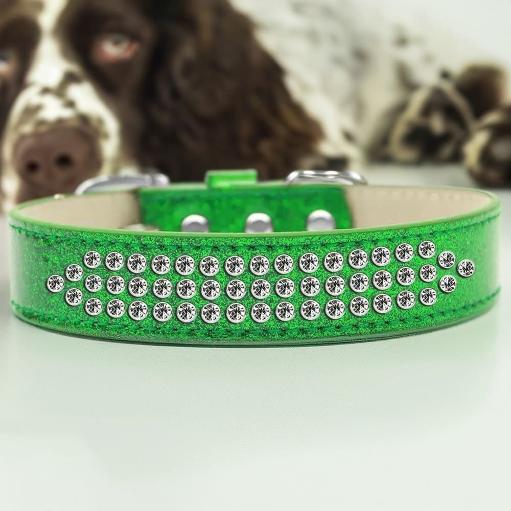 Three Row Clear Crystal Ice Cream Dog Collar - Dog Collars
