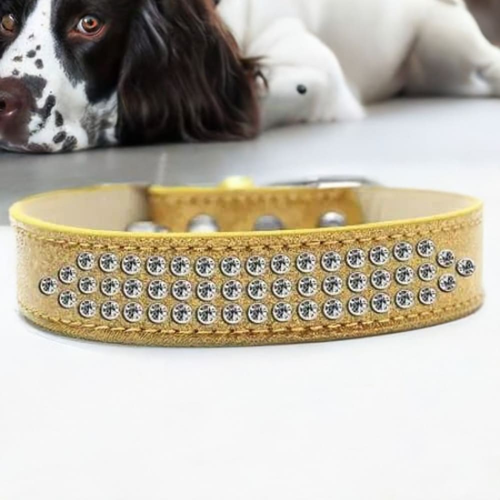 Three Row Clear Crystal Ice Cream Dog Collar - Dog Collars