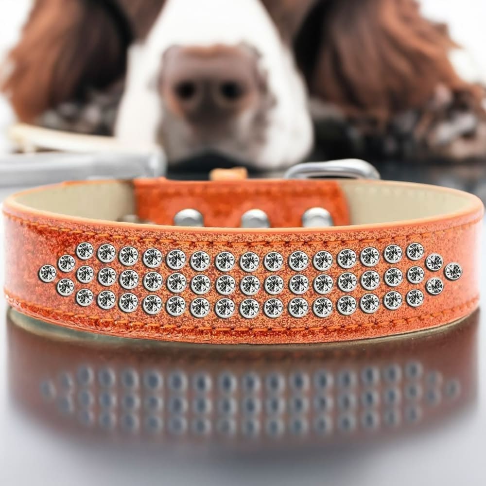 Three Row Clear Crystal Ice Cream Dog Collar - Dog Collars